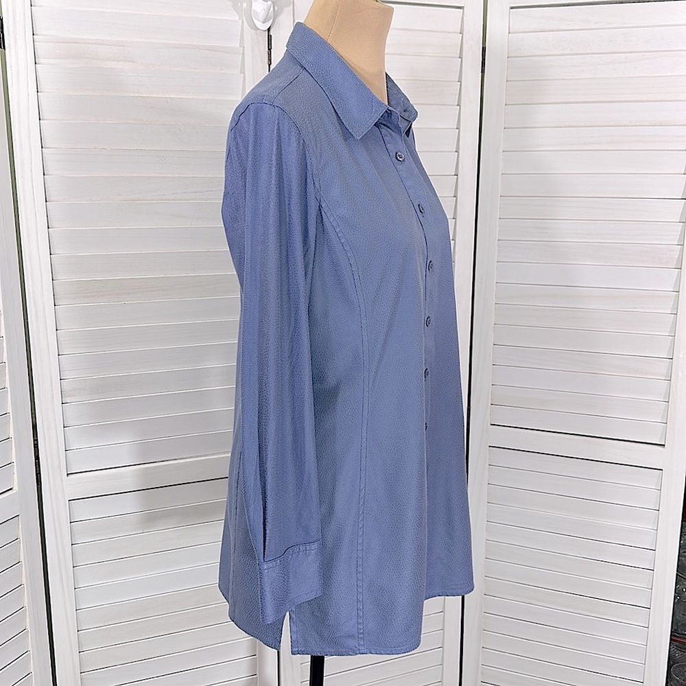 Chico’s Tunic Shirt Size 1 (8) Blue Long Sleeve - Picture 8 of 14